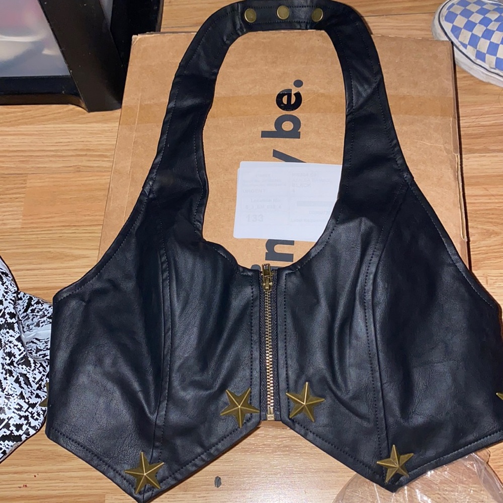 Leather crop top